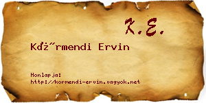 Körmendi Ervin névjegykártya