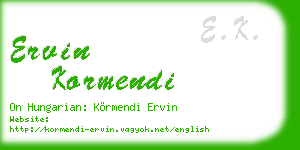 ervin kormendi business card